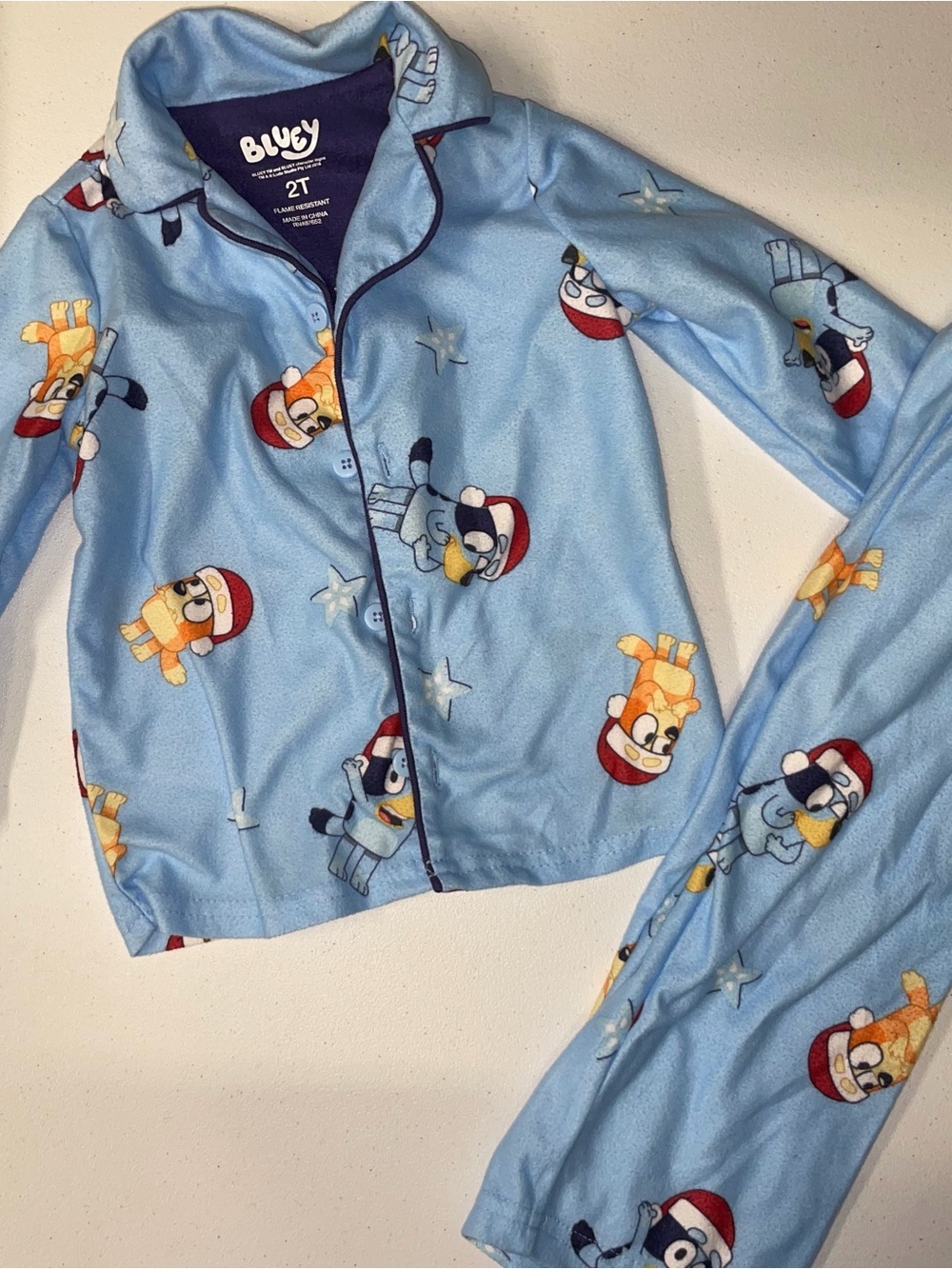Bluey: Christmas/Santa Blue Toddler Pajama Set/PJs (2T)